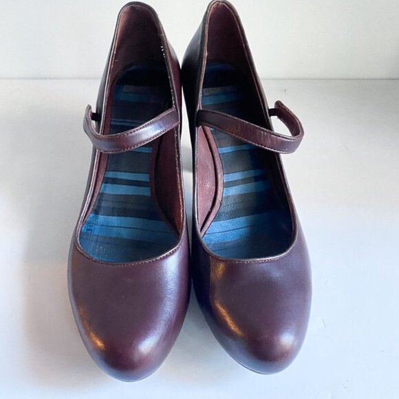 Camper Classic Brown  Leather mid Heel MAry Jane heels 10 - Picture 5 of 9